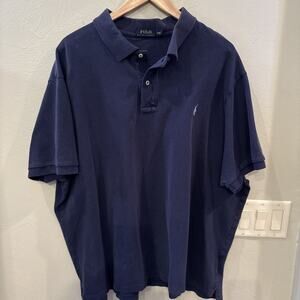 Polo Ralph Lauren Shirt Mens 3XB Big Navy Blue Shortsleeve Pony Logo Preppy